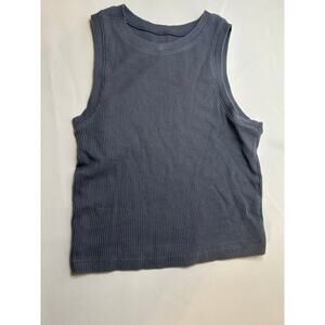 Hollister Waffle Knit Tank Top Gray Blue Sleeveless Casual Basic Womens Medium